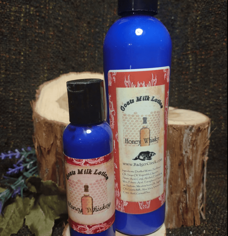 handmade goat's milk lotion honey whiskey