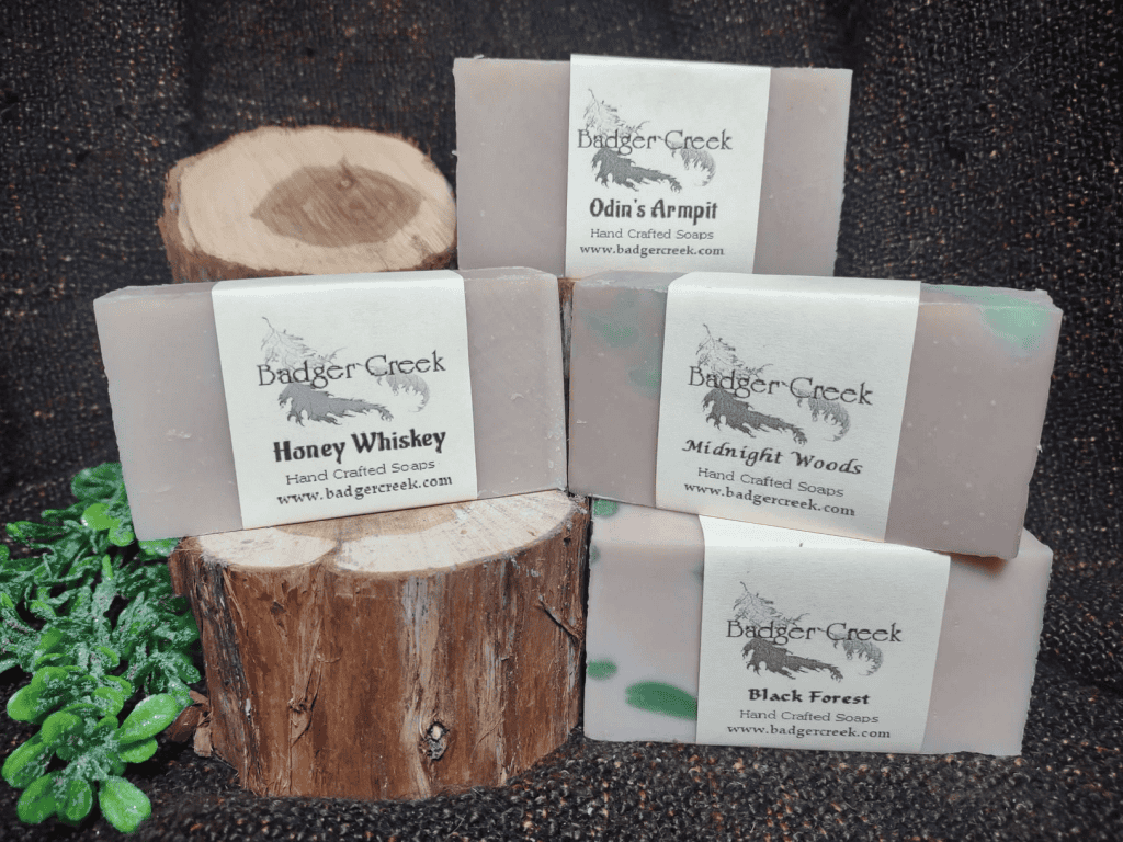 earthy soaps with different oils and essential oils